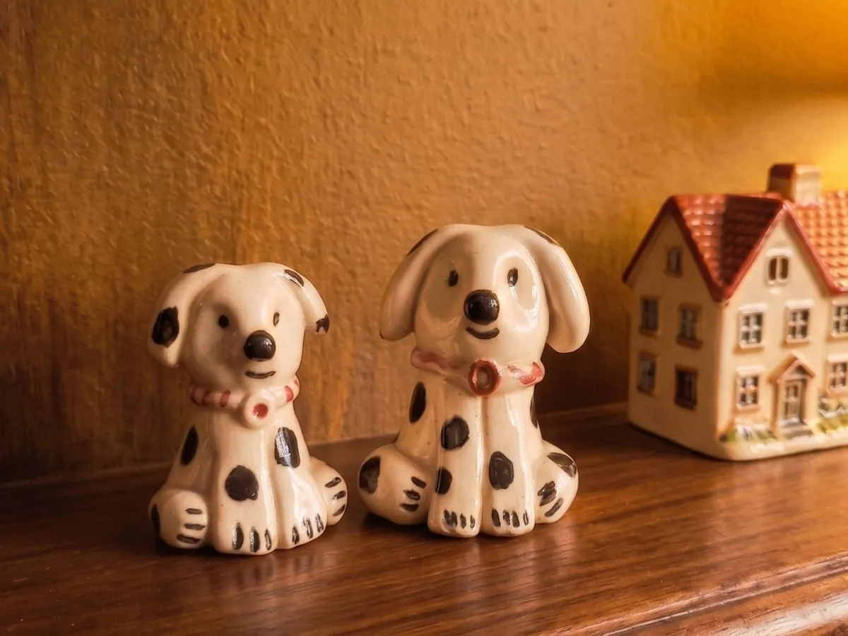 Hand-painted ceramic Dalmatian dog figurines